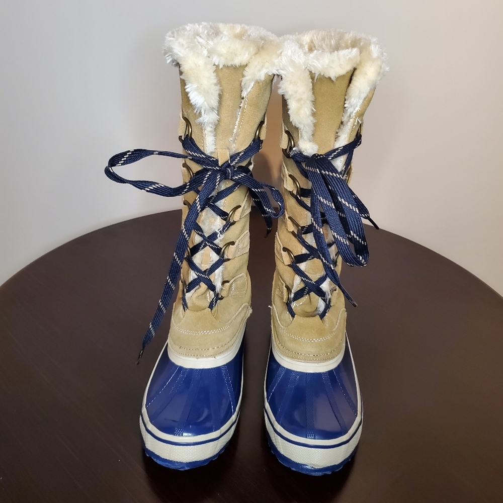 Sporto Blake Women’s Tall Winter Duck Boots Size 9 Navy Tan